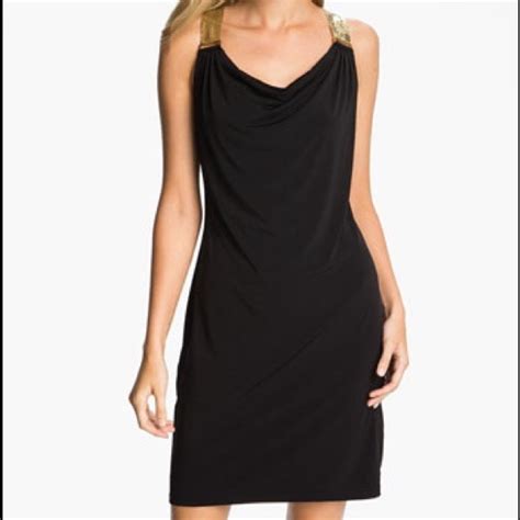 michael kors black dress with gold chain straps|michael kors black.